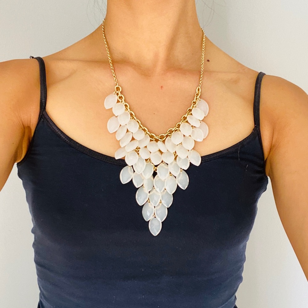 Nordstrom White Chandelier Necklace Gold Chain